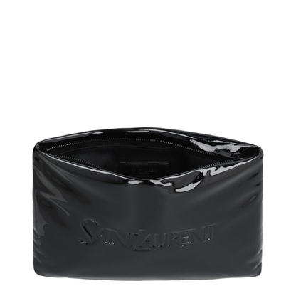 Puffy Small Leather Clutch Bags - Black
