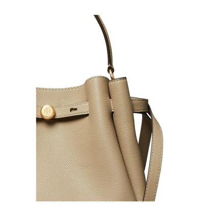 Romy Medium Pebbled Leather Bucket Bag - Soft Cement