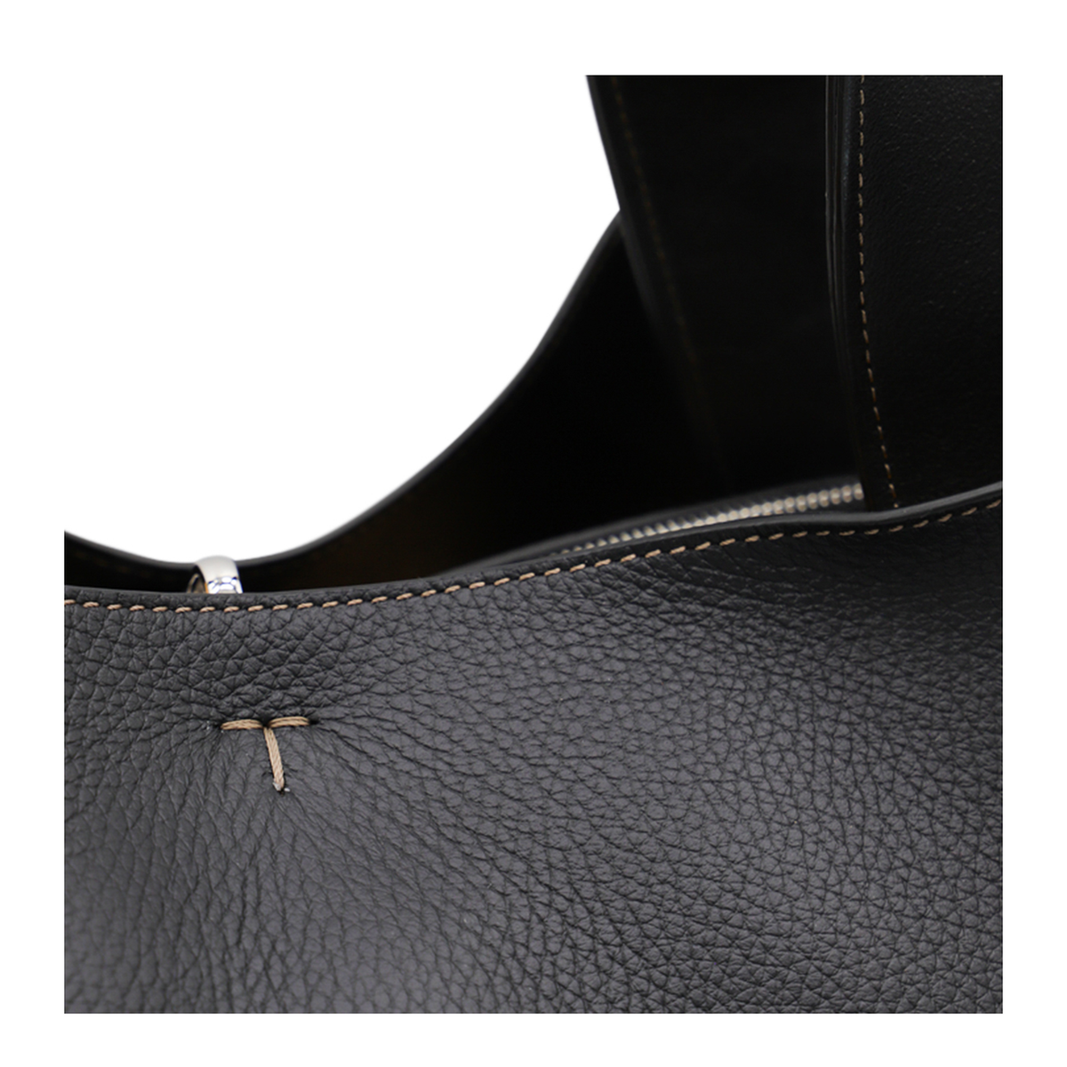 T Timeless Medium Hammered Leather Tote - Black