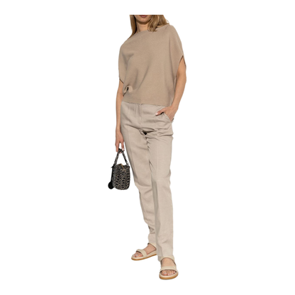 Leather Flat Sandals - Beige