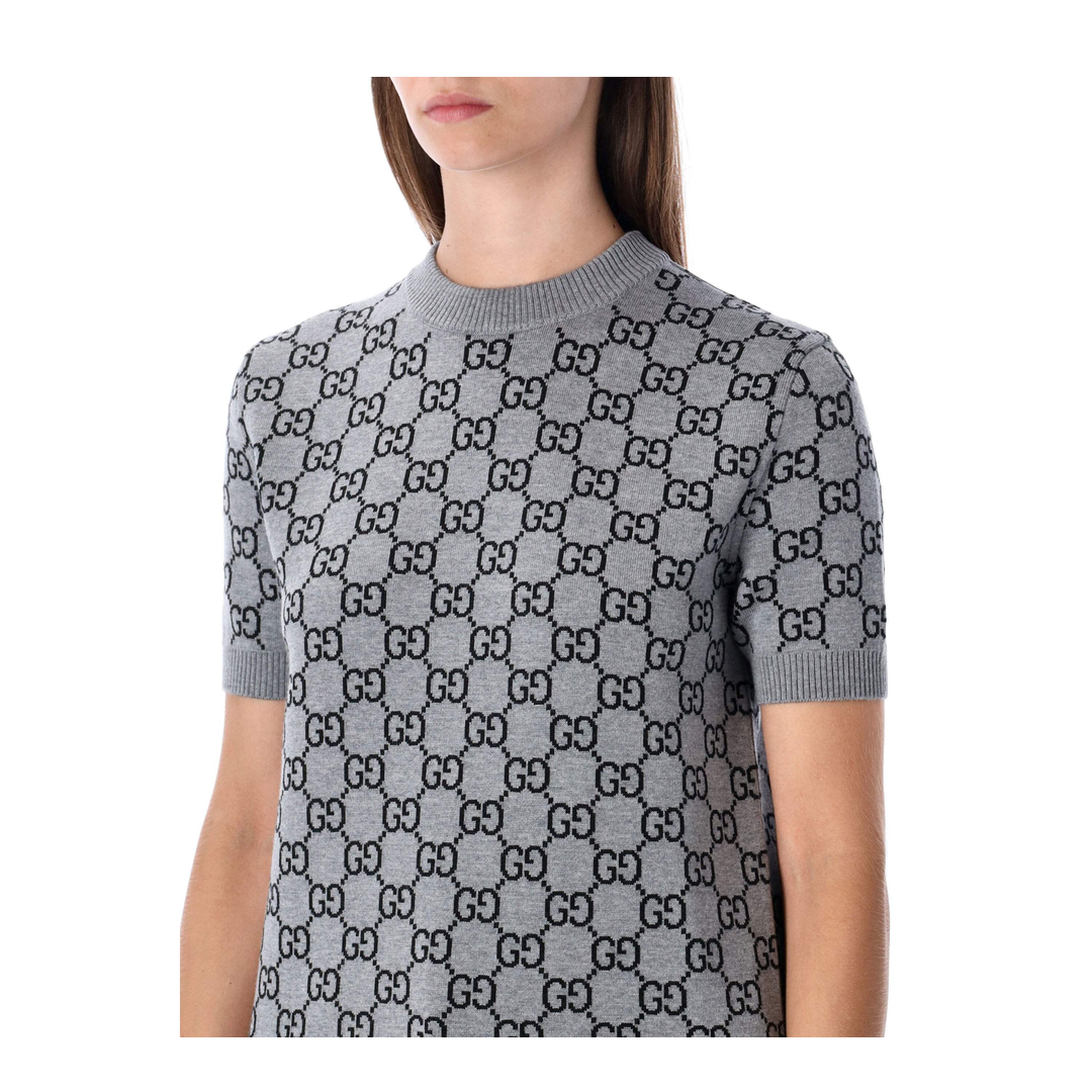Reversible Wool Jacquard Top in Grey and Black