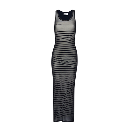 Ribbed Marinier Double Layer Long Dress