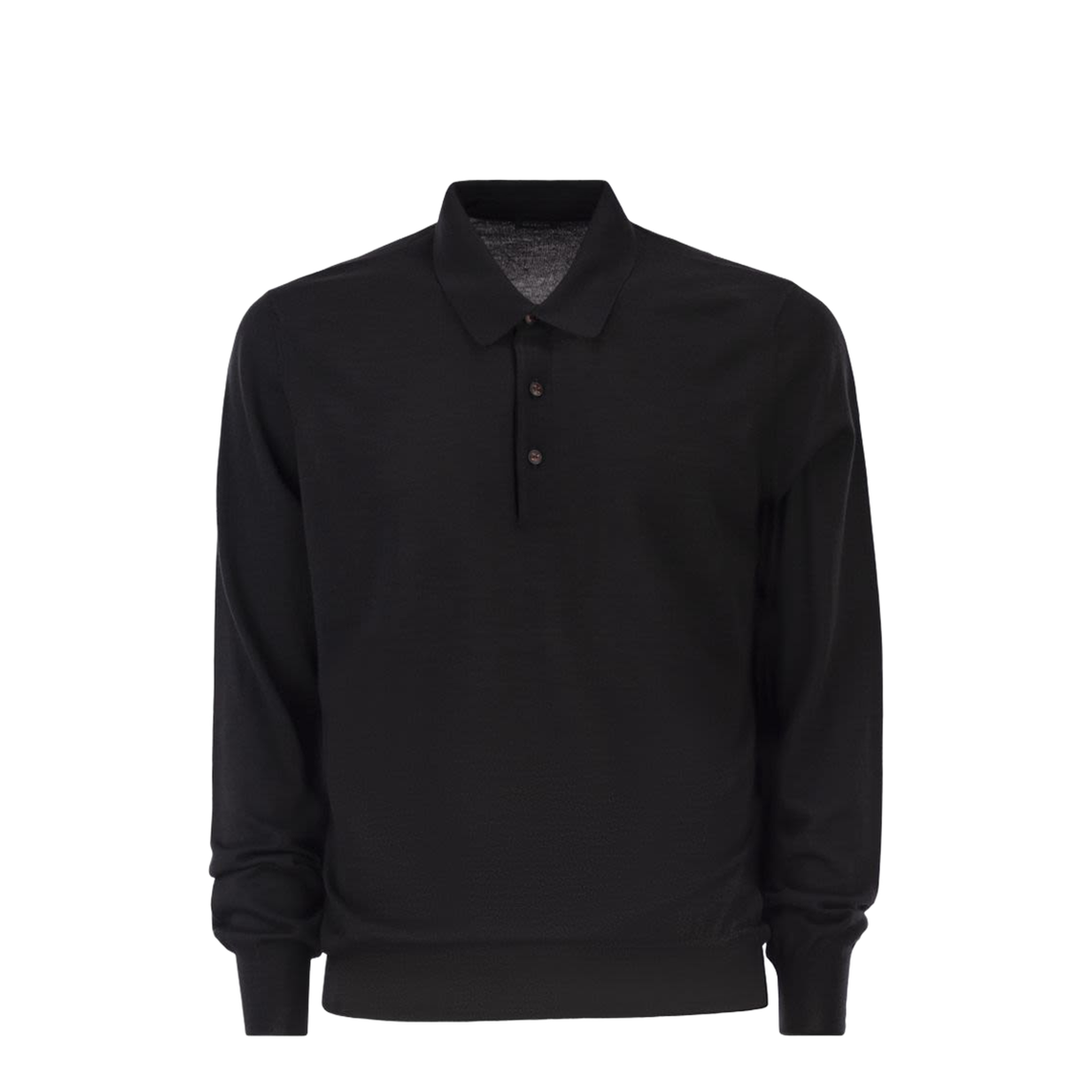 Long-sleeved wool polo shirt