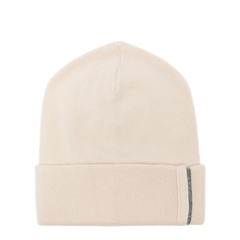 Ribbed Cashmere Knit Beanie With Monili Detail