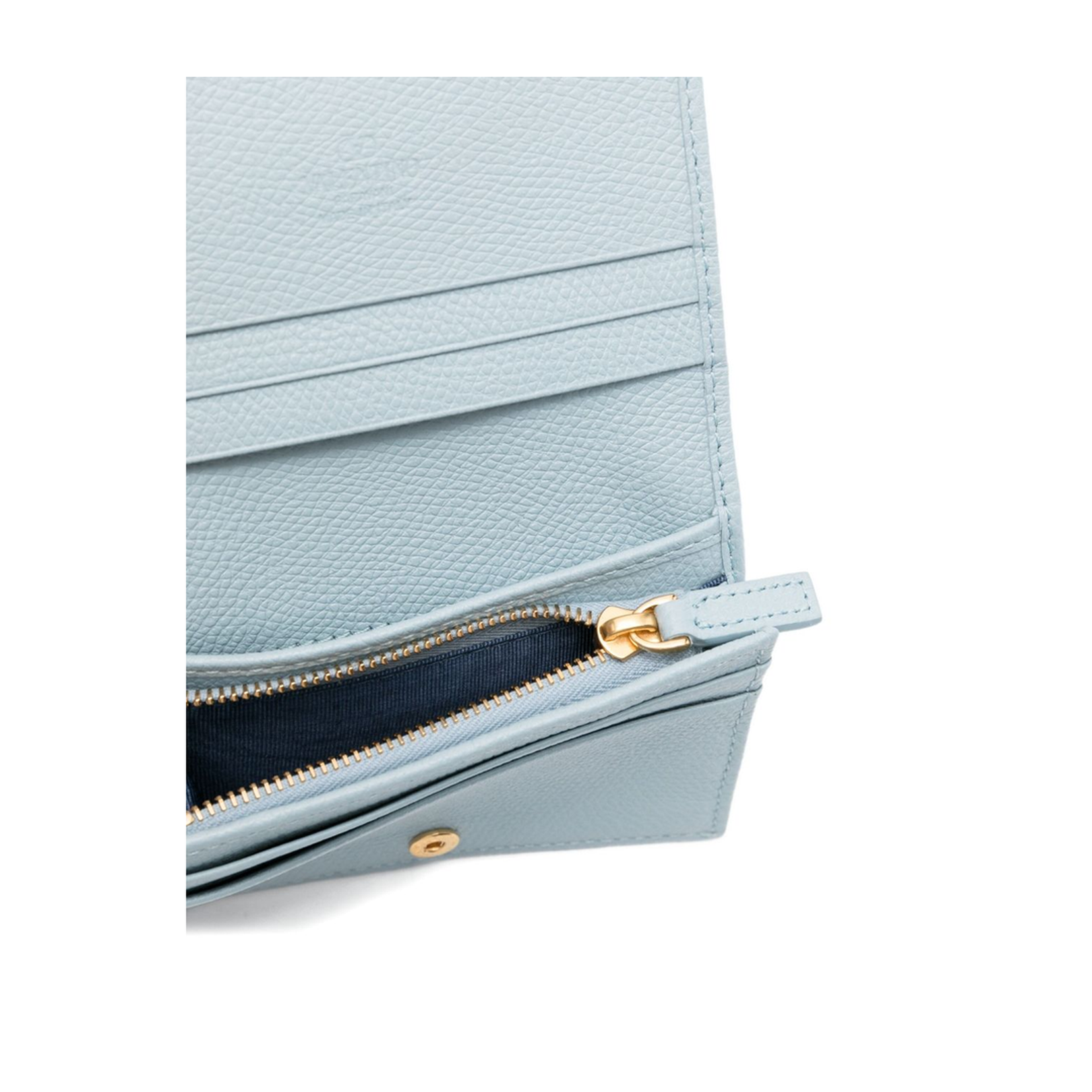 Light Blue Grained Calf-Leather Wallet
