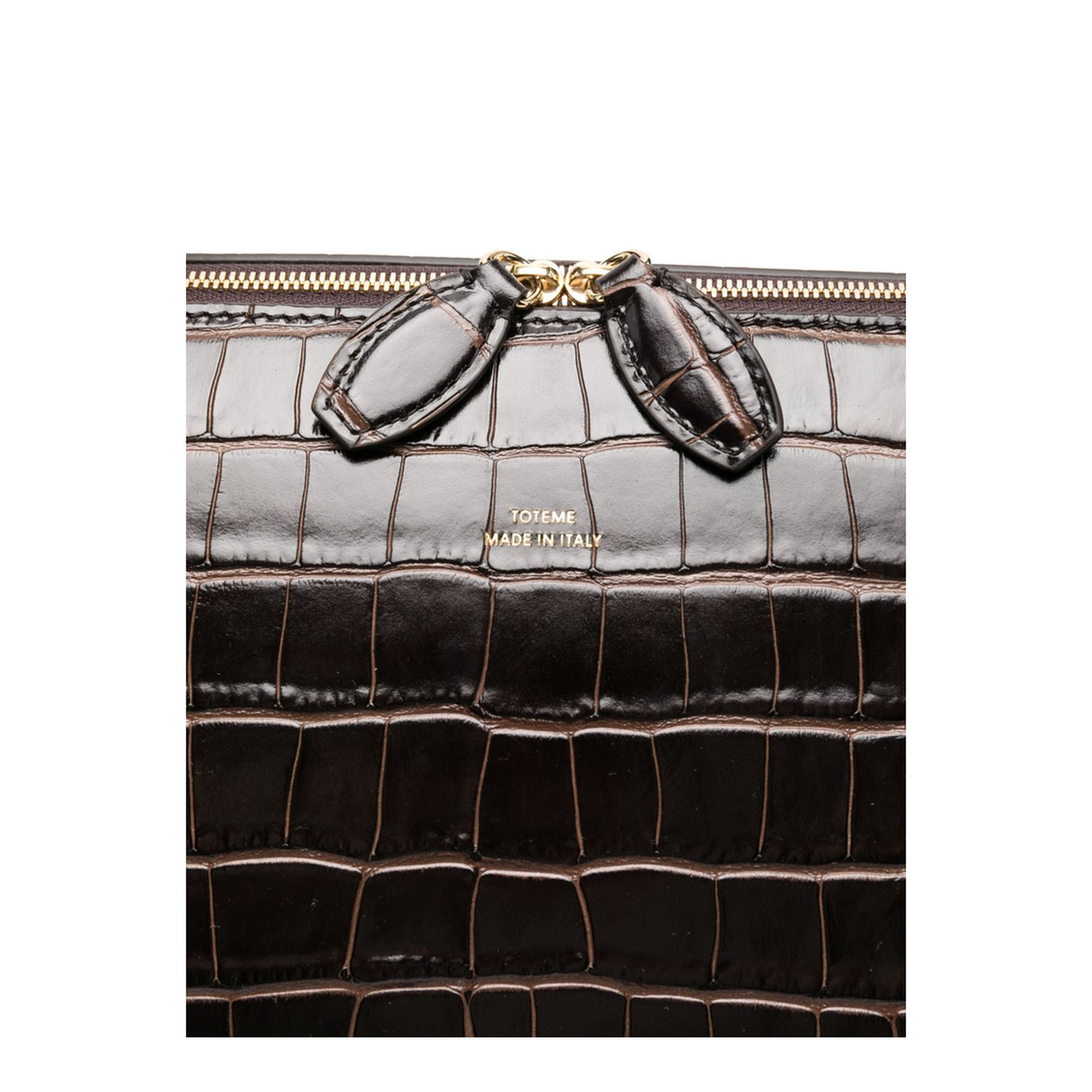 Coffee Brown Croco-Embossed Leather Bag