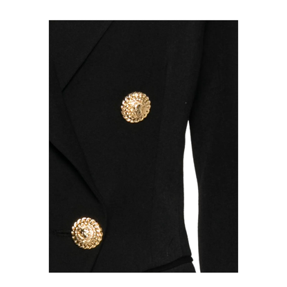 Double-Breasted Wool Blazer Black