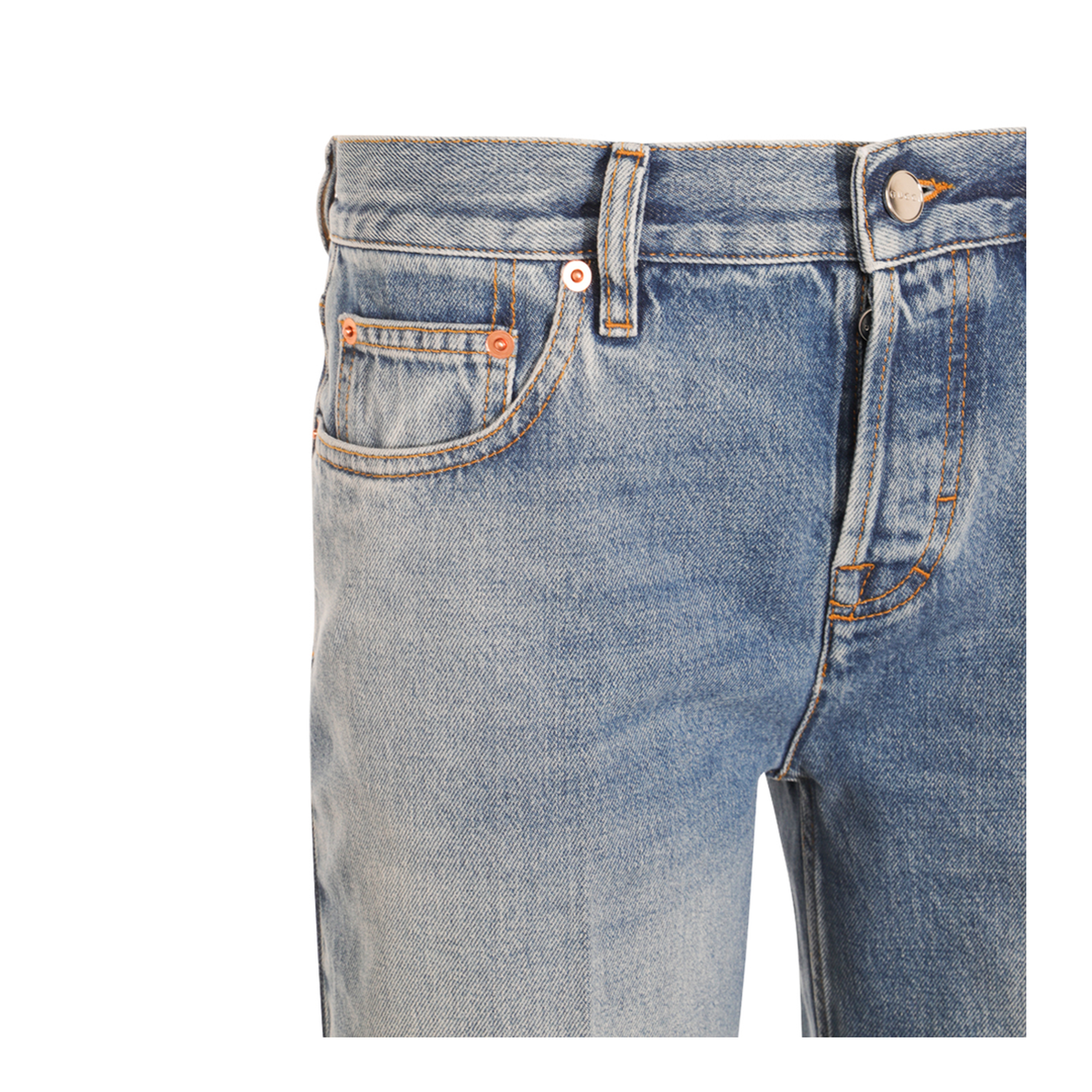 Straight Fit Denim Pants in Light Blue