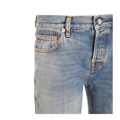 Straight Fit Denim Pants in Light Blue