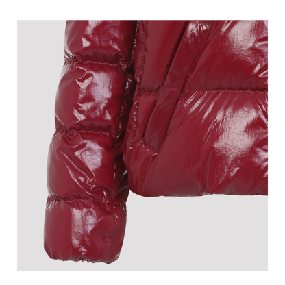 Cherry Pink Andro Hooded Short Down Jacket