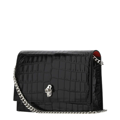 Skull Mini Croco Print Cross Body Bag