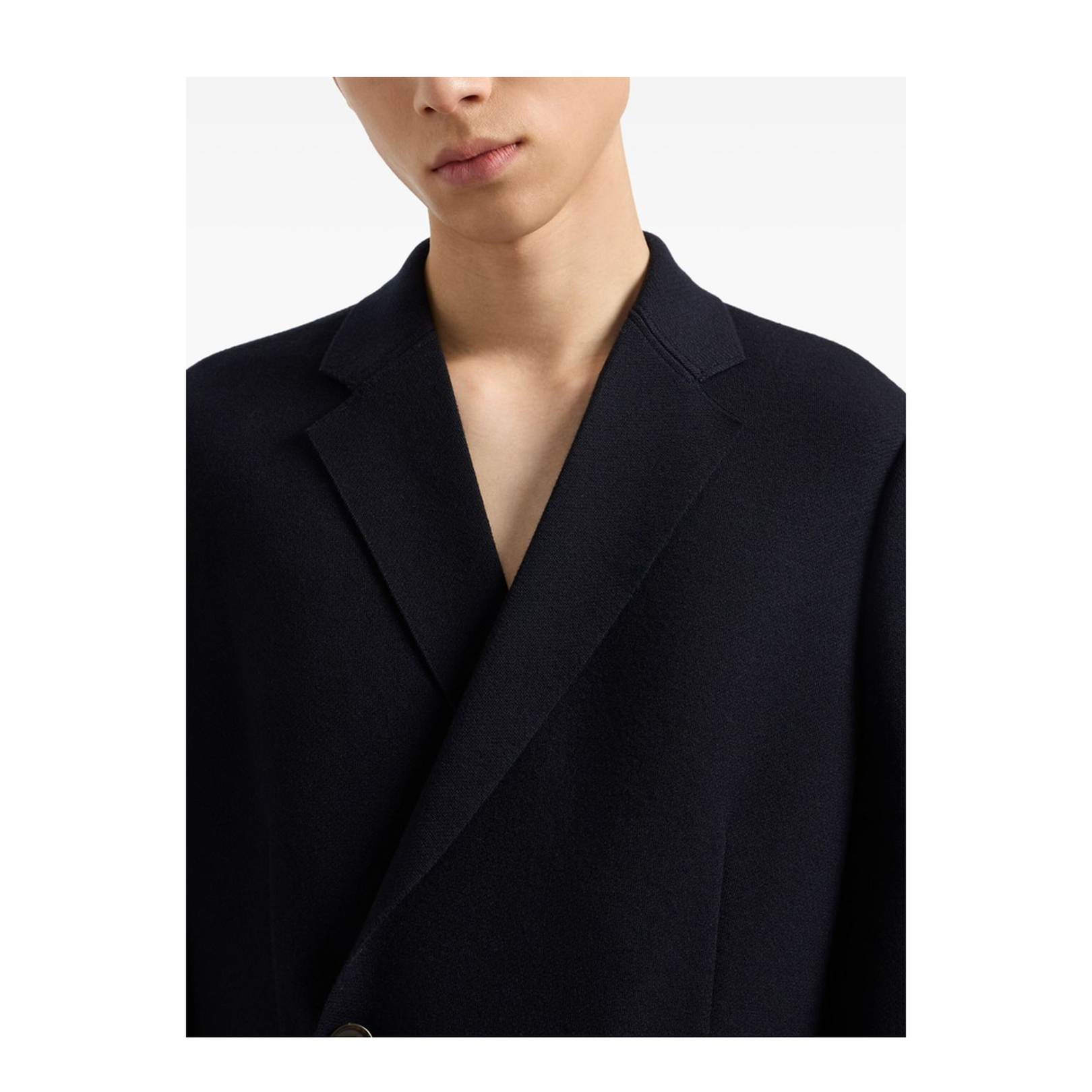 Double-breasted Blazer in a Plain-Knit Wool Blend