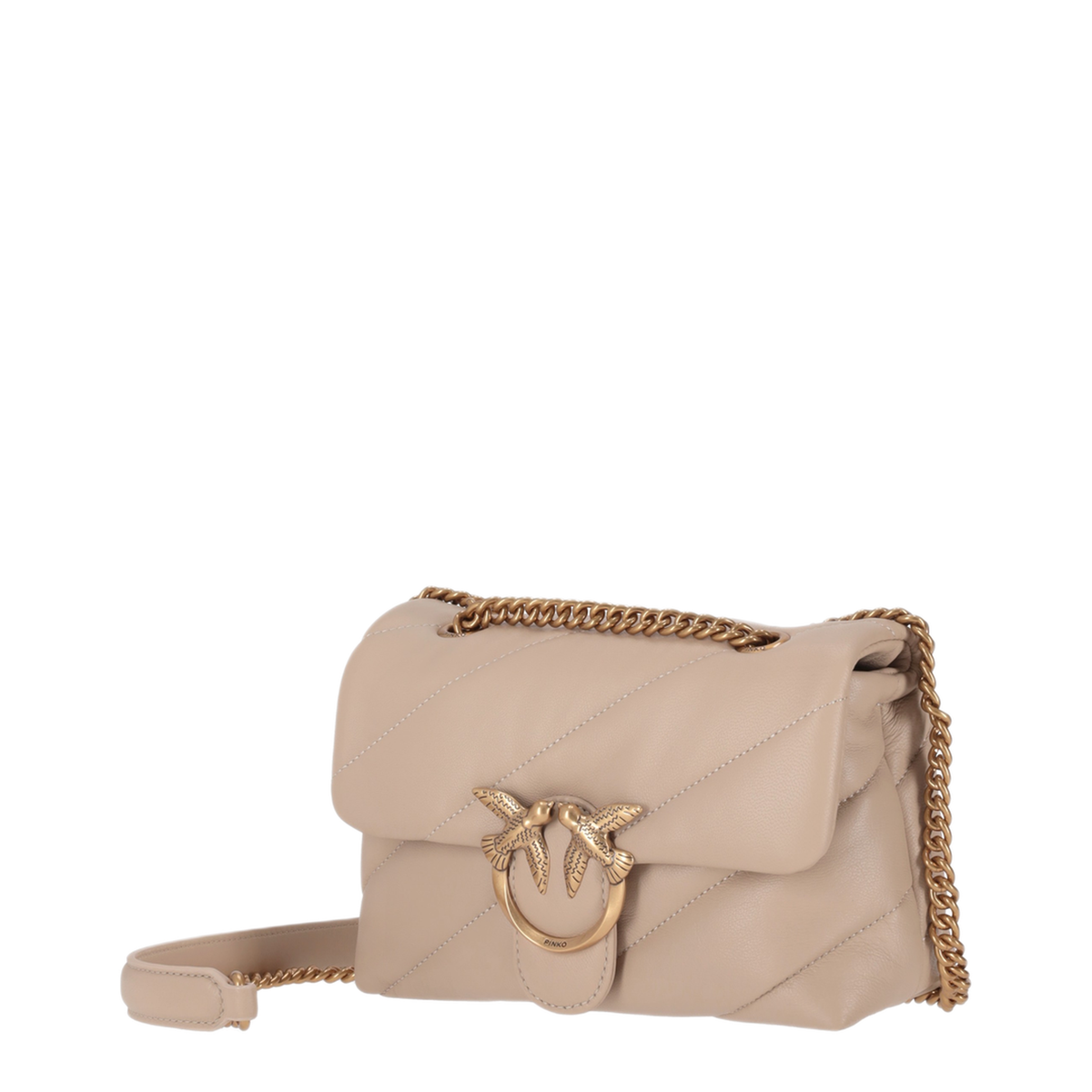 Small Lambskin Leather Shoulder Bag - Beige