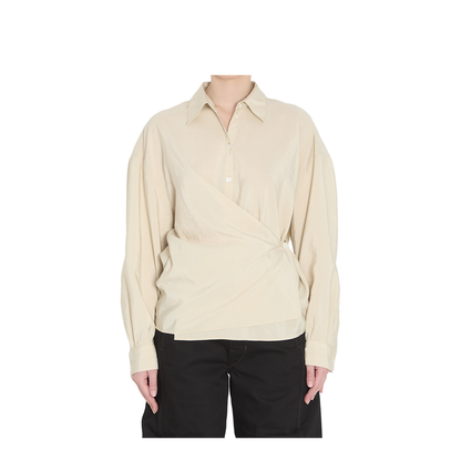 Straight Collar Twisted Shirt
