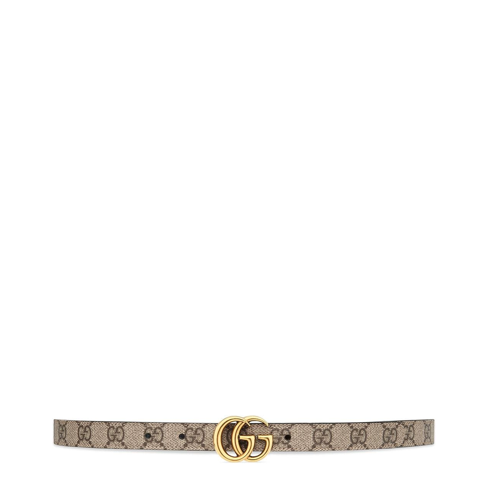 Marmont Reversible Thin Belt in Beige, Ebony & Black