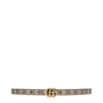 Marmont Reversible Thin Belt in Beige, Ebony & Black