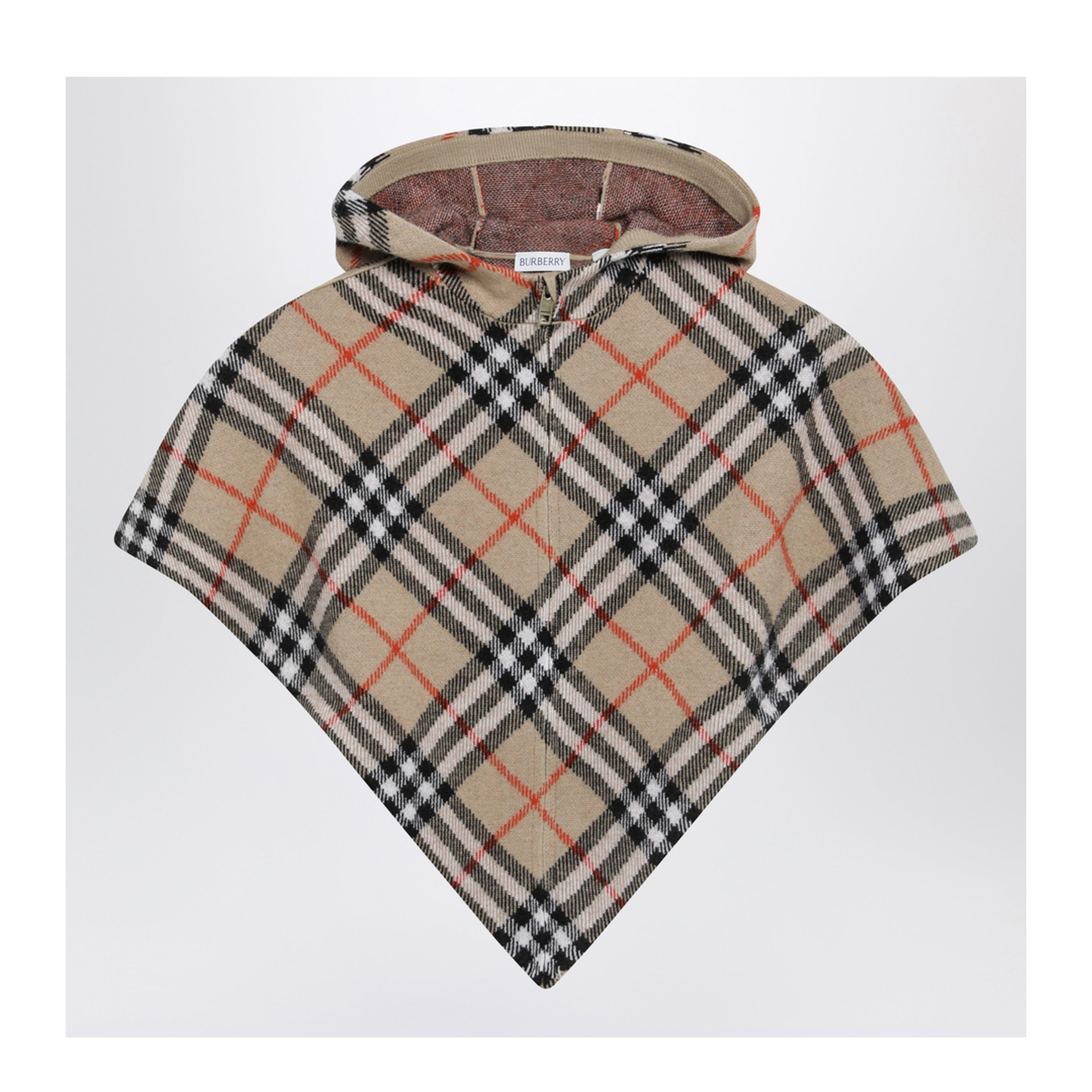 MAYFEYR - Burberry - Sand-Coloured Wool Cape With A Checked Pattern - 8131862177140B9368