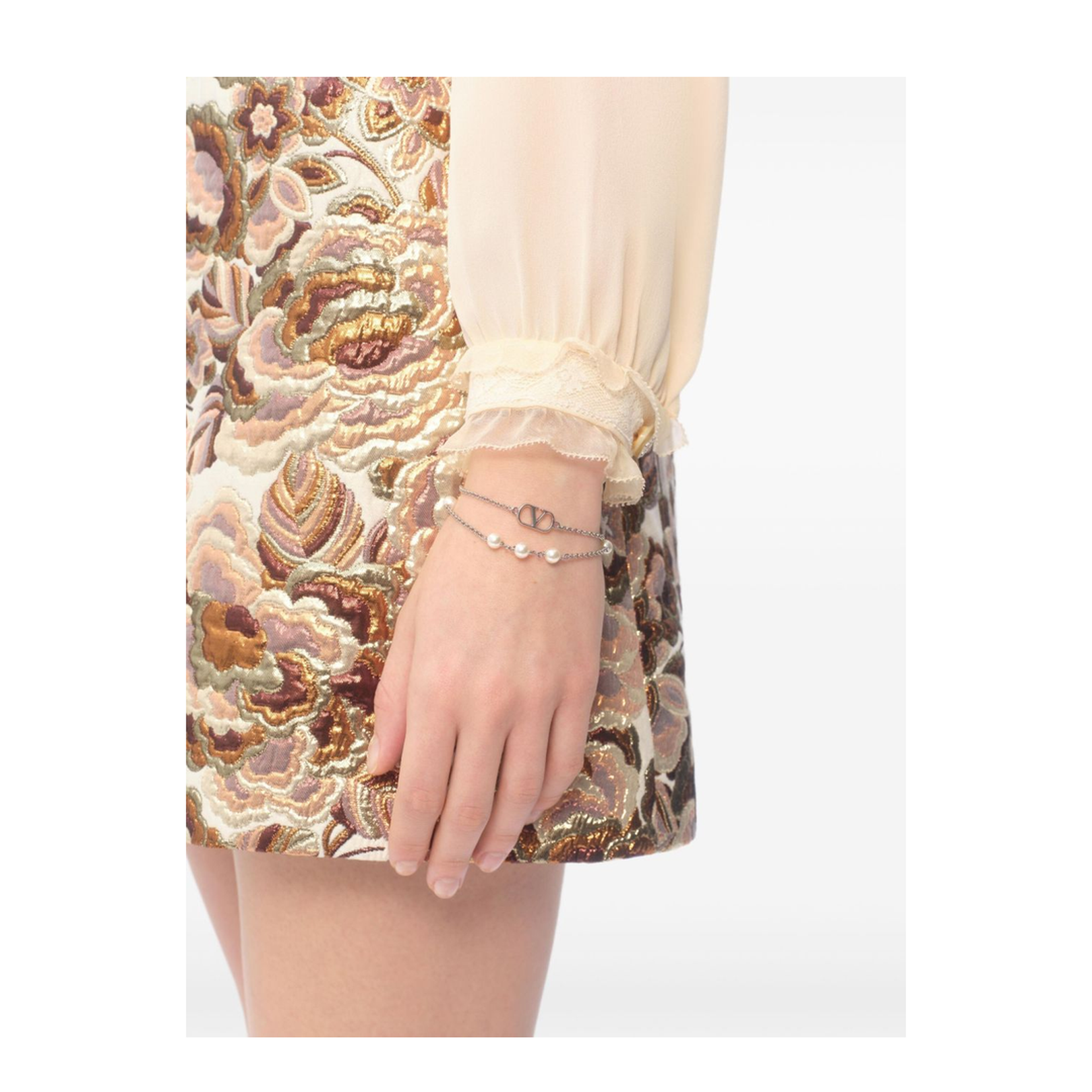 Vlogo Signature Metal Bracelet With Swarovski Pearls