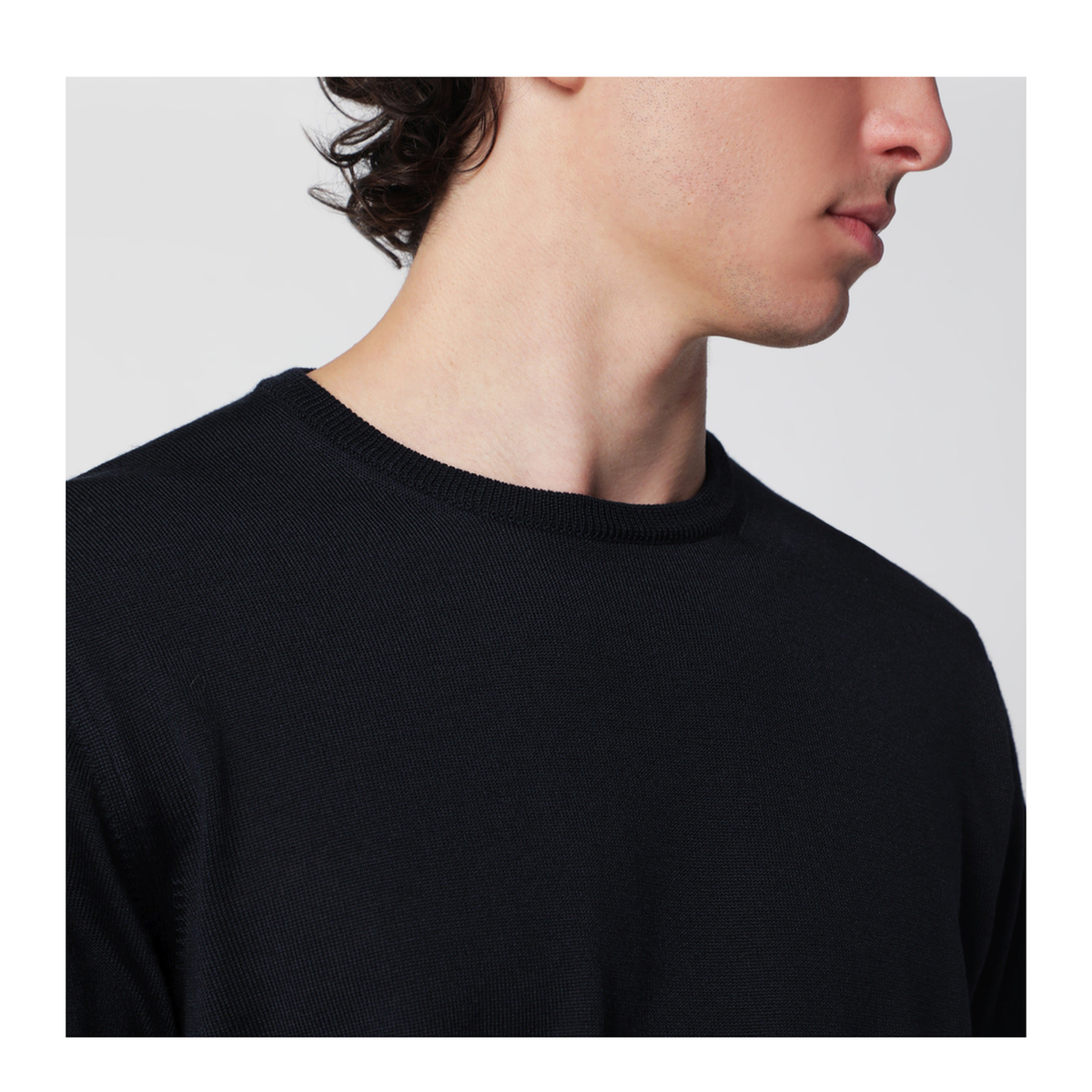 MAYFEYR - Roberto Collina - Navy Blue Wool Crew Neck Knit Sweater - 263MYB01001WO10