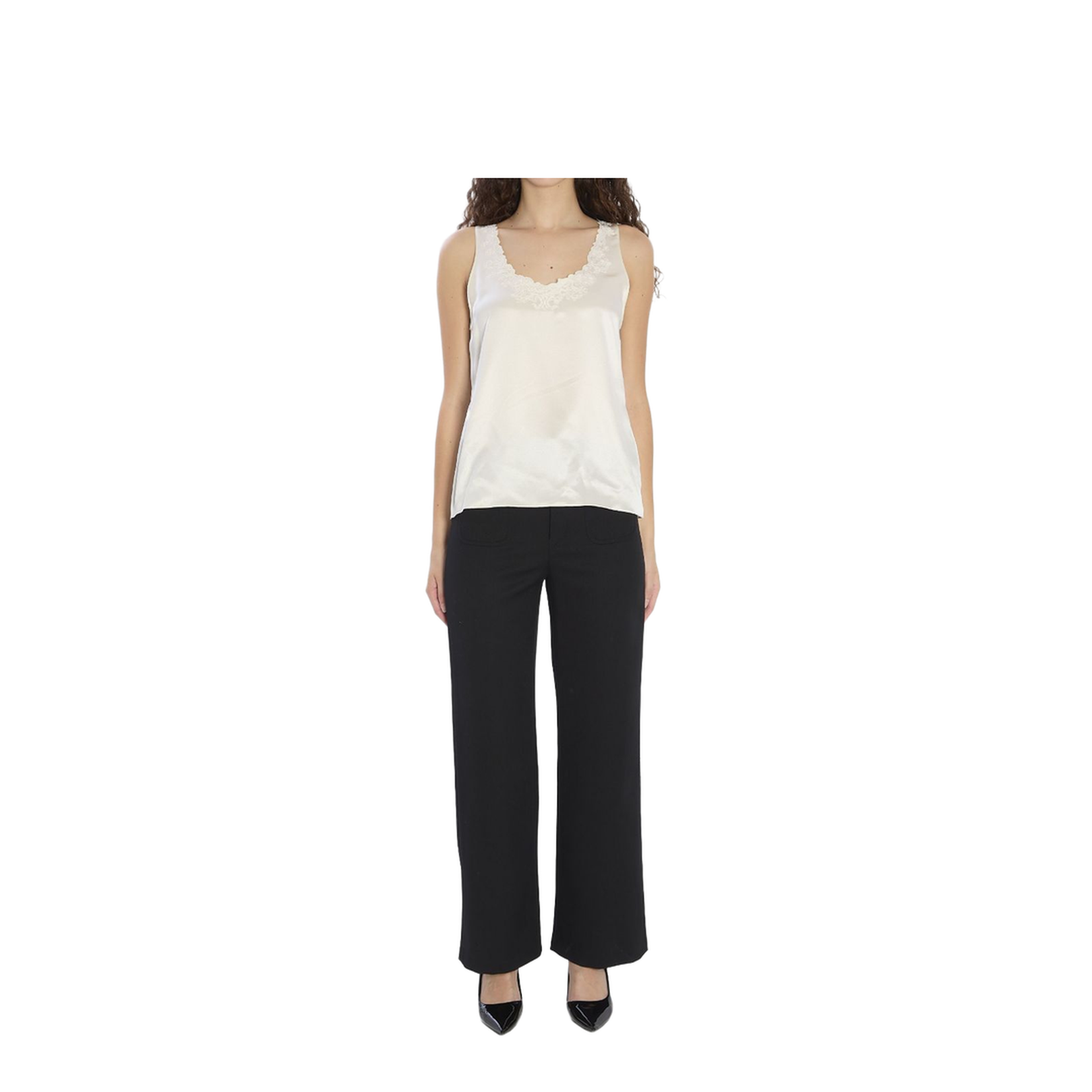 Black Wool Trousers With A Diagonal Weave
