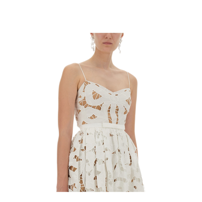 MAYFEYR - Self Portrait - Embroidered Midi Dress With Bow - PF25013MWWHITE