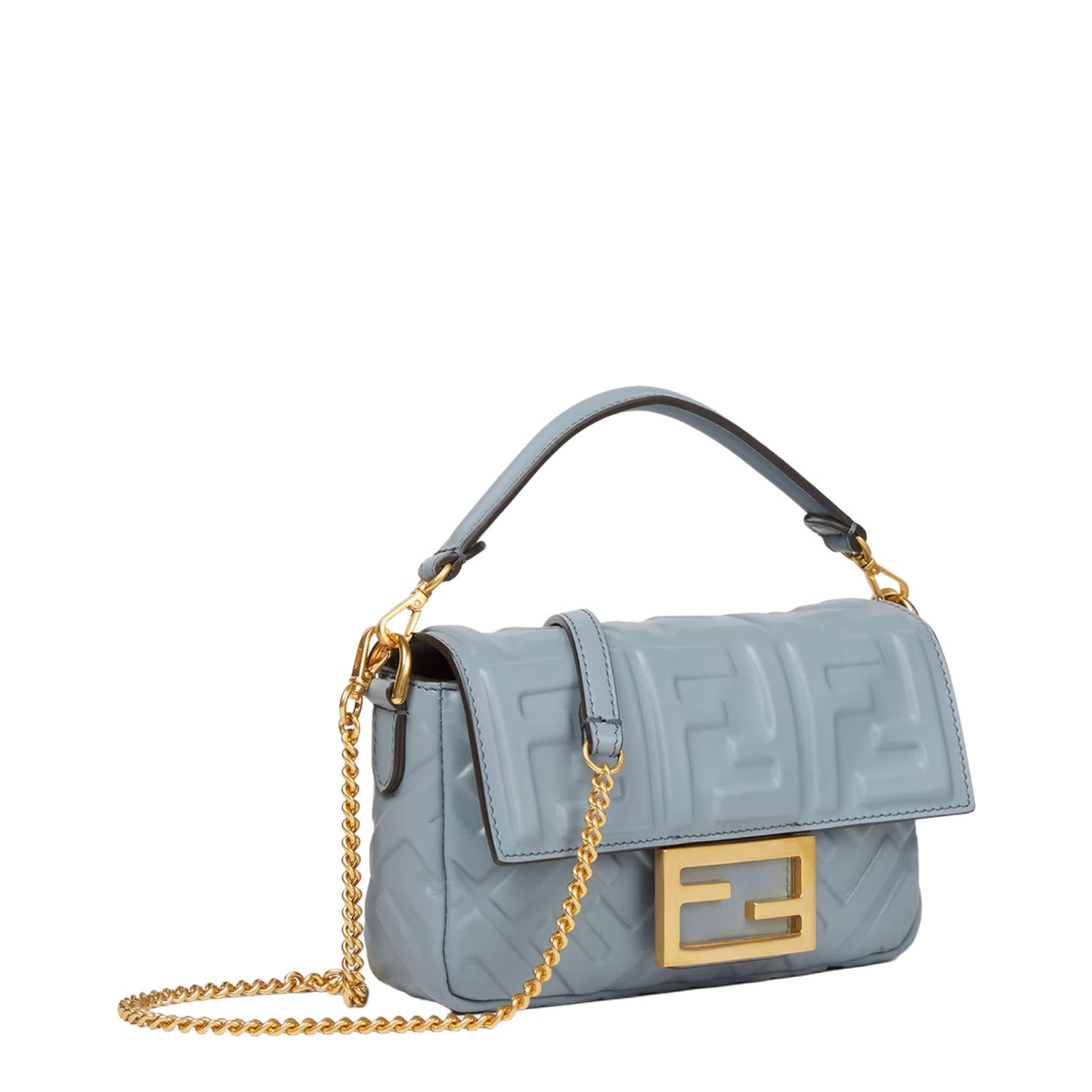 Baguette Mini Calfskin Shoulder Bag - Mercury Blue