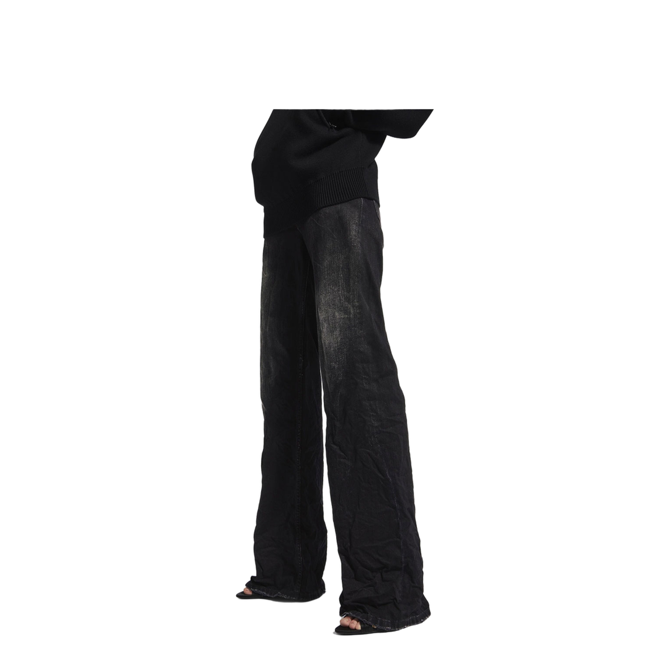 MAYFEYR - Balenciaga - Crinkled Effect Wide Leg Jeans With Washed And Worn-Out Details - 852328TTW67