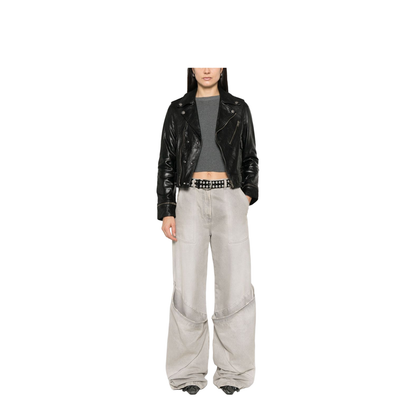 Shiny Black Sheepskin Biker Jacket