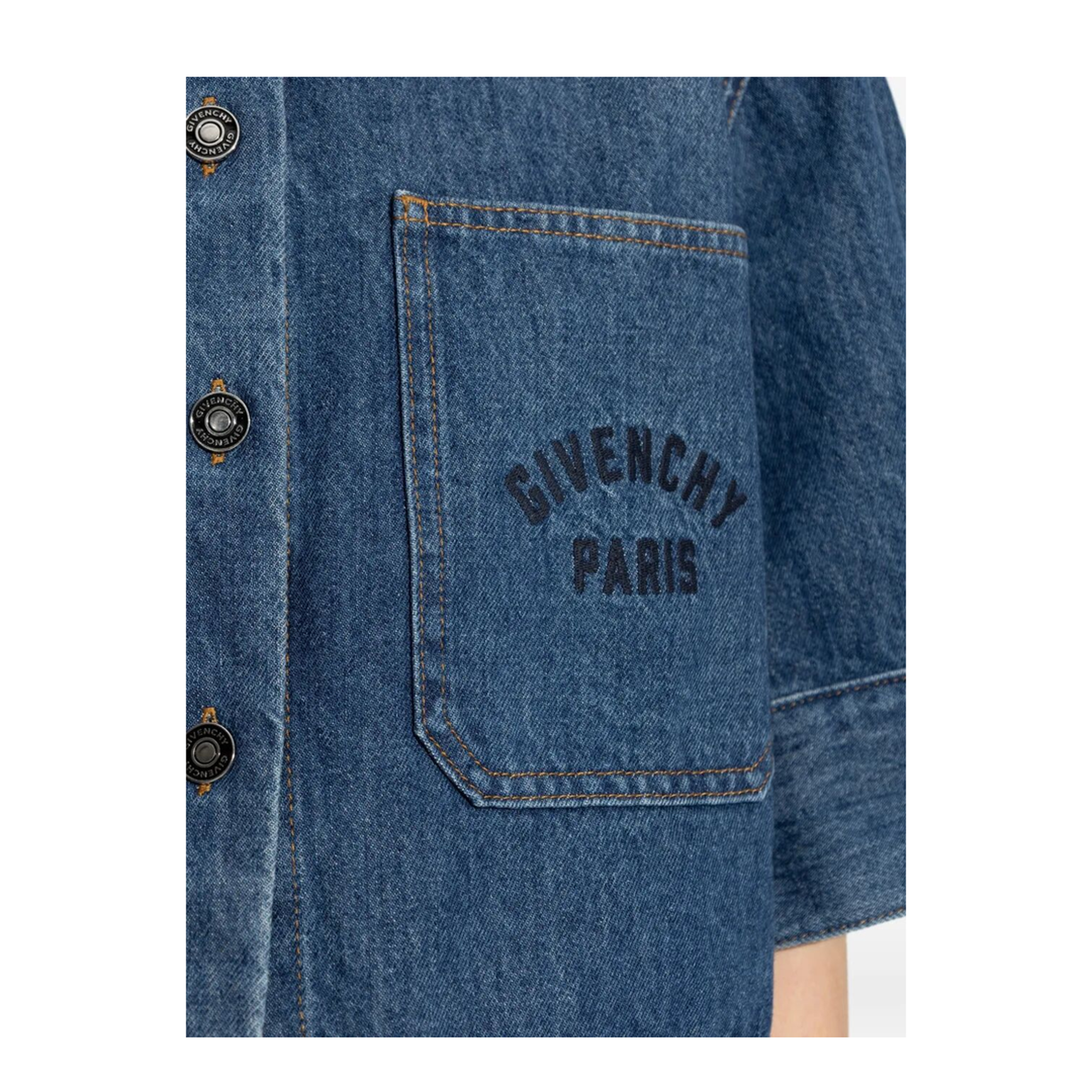 MAYFEYR - Givenchy - Cropped Cocoon Shirt In Medium Denim - BW61J7517B