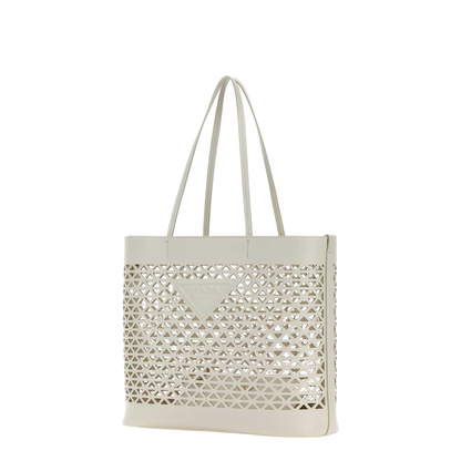 White Leather Shopping Bag