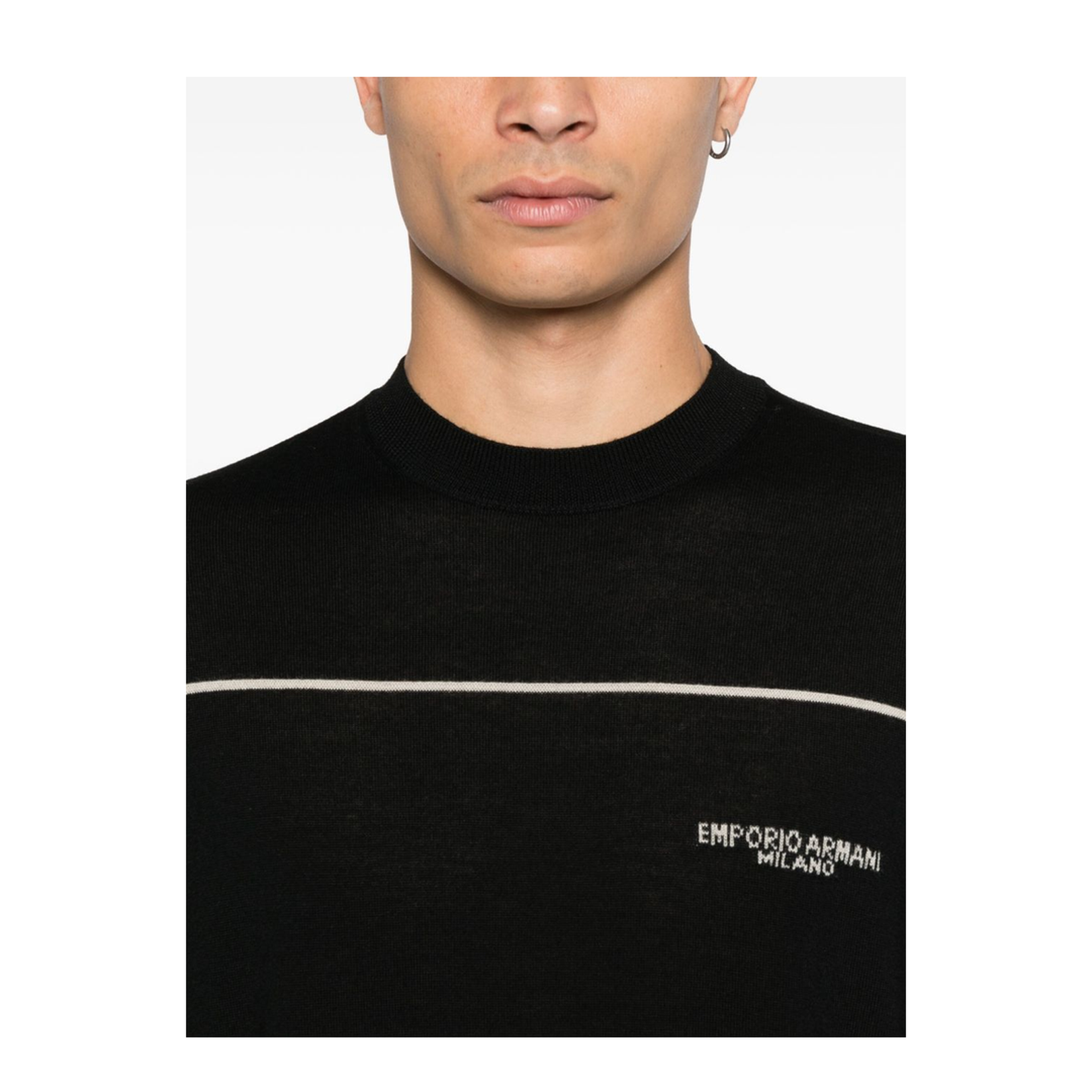 Virgin-Wool Jumper with Jacquard Logo