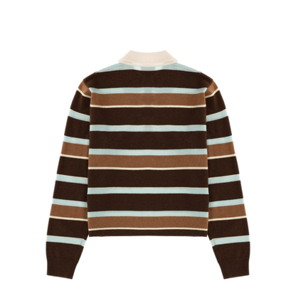MAYFEYR - Guest In Residence - Cropped Stripe Rugby Polo Shirt - W38410JLCHESTNUTCOMBO