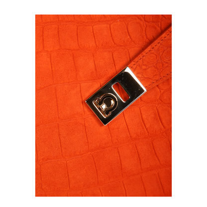 MAYFEYR - Ferragamo - Structured Design. Crocodile Pattern. Shiny Metal Details. Slim Shoulder Strap. - 792870219816034