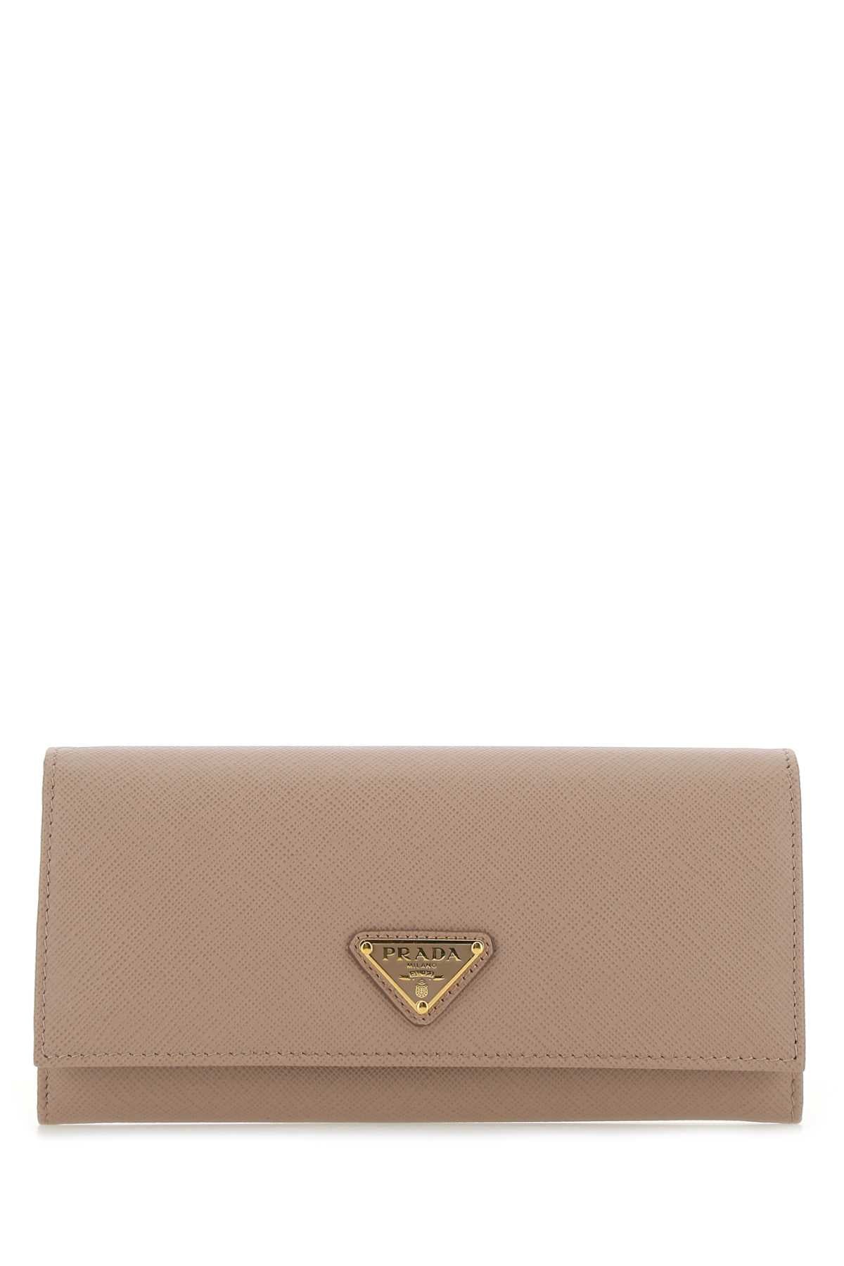 Saffiano Leather Long Wallet, Gold Hardware