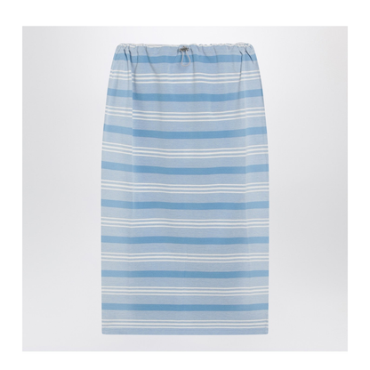 Midi Skirt in Striped Piquet Blue