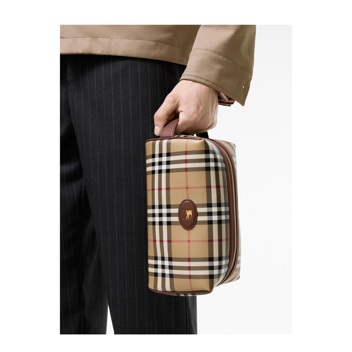 Printed Canvas Check Beauty Case