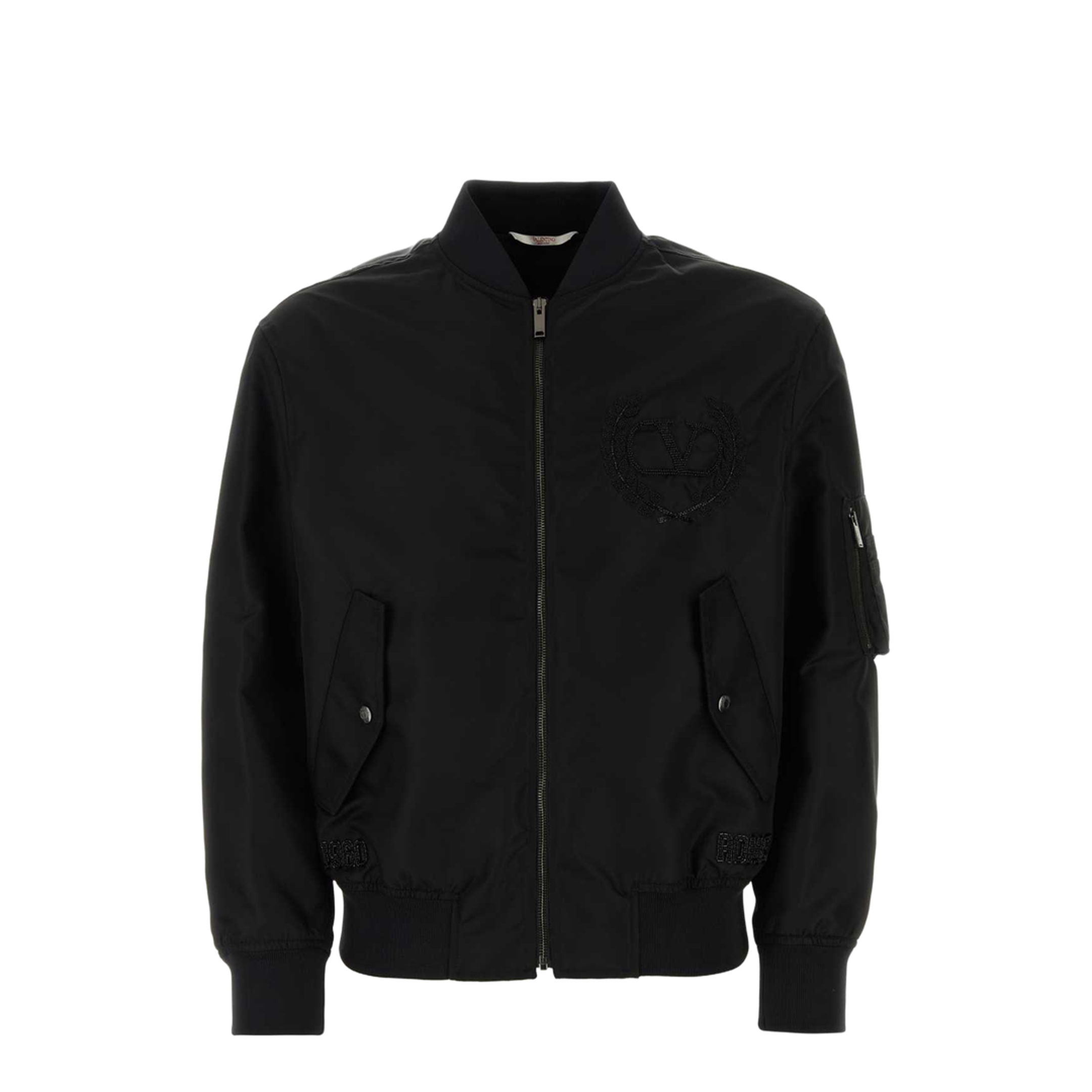 Black Nylon Bomber Jacket