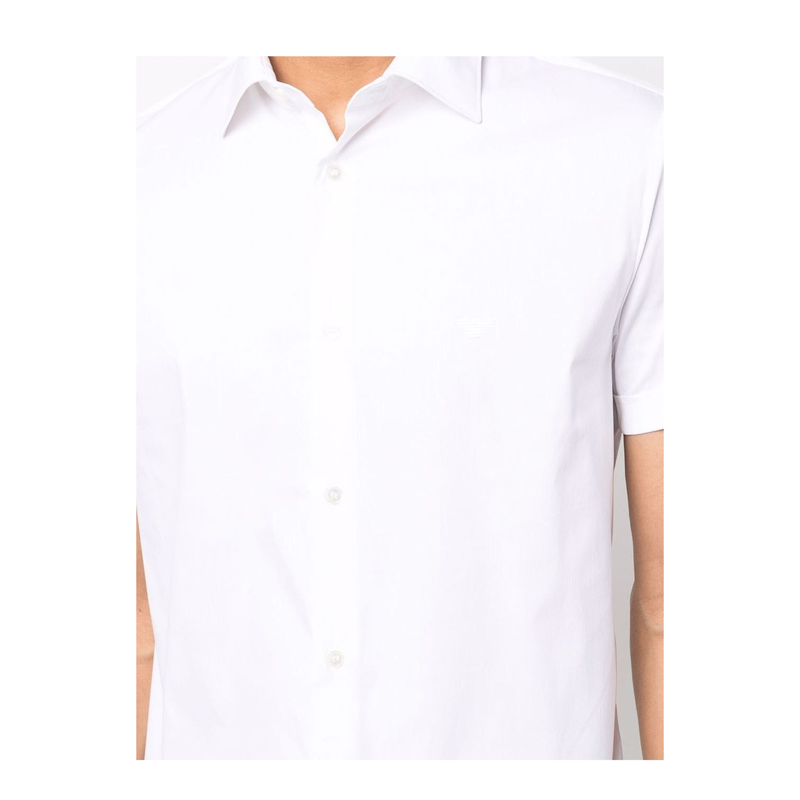 Cotton Shirt - White - Classic Collar Button Short