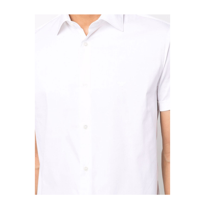 Cotton Shirt - White - Classic Collar Button Short