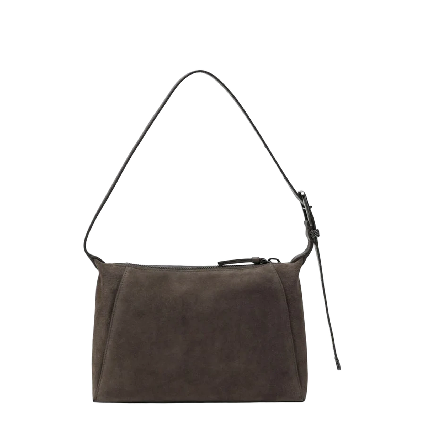 Brown Suede Bag With Monile