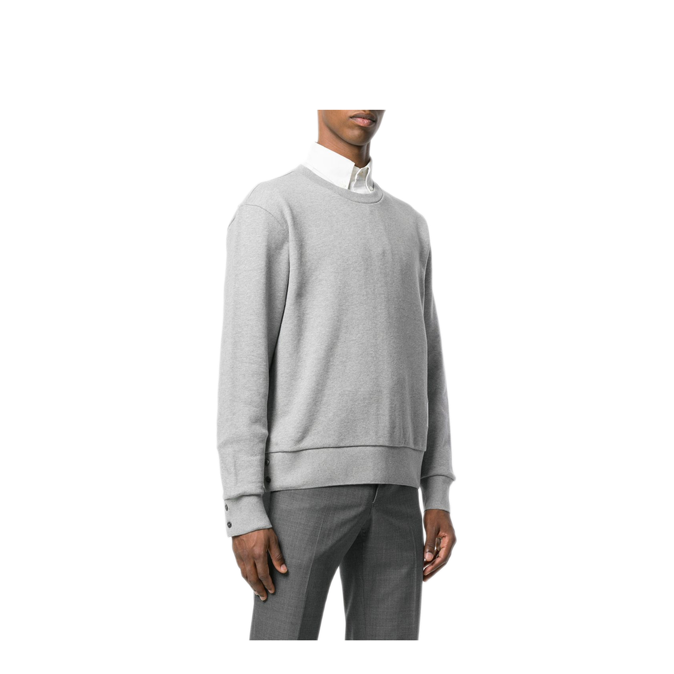 MAYFEYR - Thom Browne - Crewneck Pullover With Center-Back Rwb Stripe In Classic Loopback - MJT085A03377055