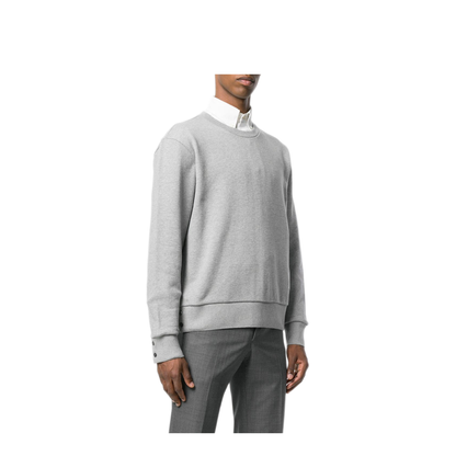 MAYFEYR - Thom Browne - Crewneck Pullover With Center-Back Rwb Stripe In Classic Loopback - MJT085A03377055