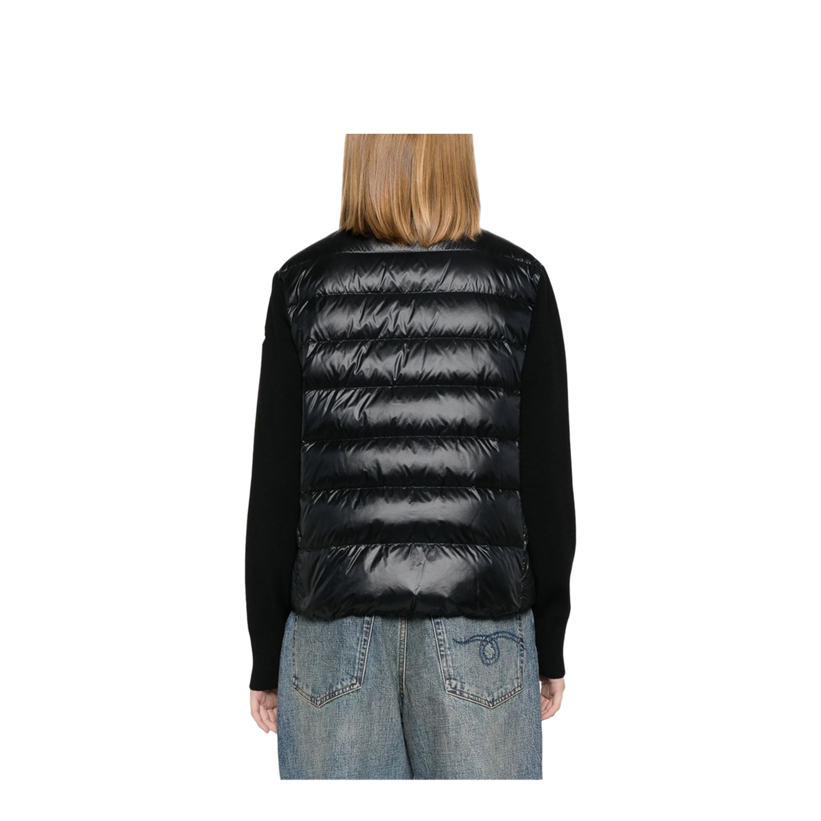 Black Padded Wool Cardigan