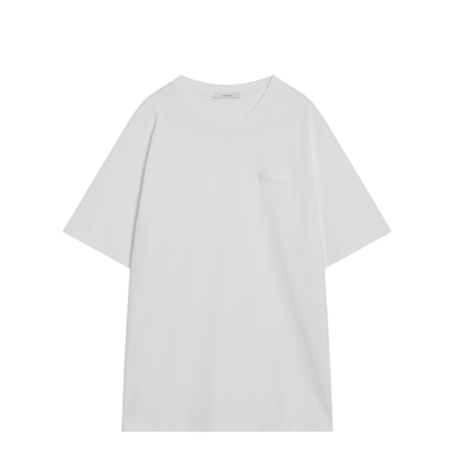White Cotton T-Shirt with Logo Patch