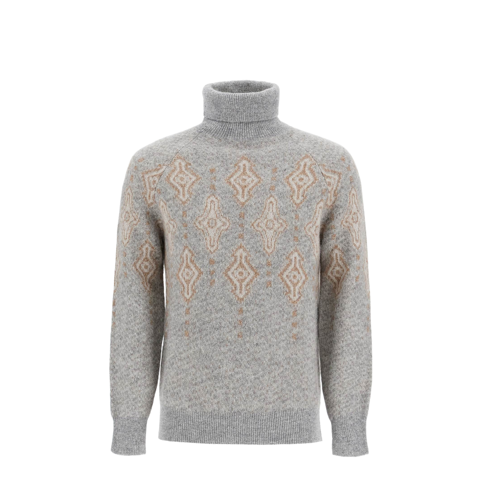 Geometric Jacquard Turtleneck Sweater