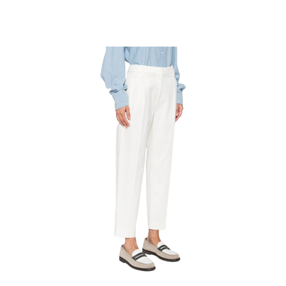 Stretch Cotton Cover Slouchy Trousers with Monili