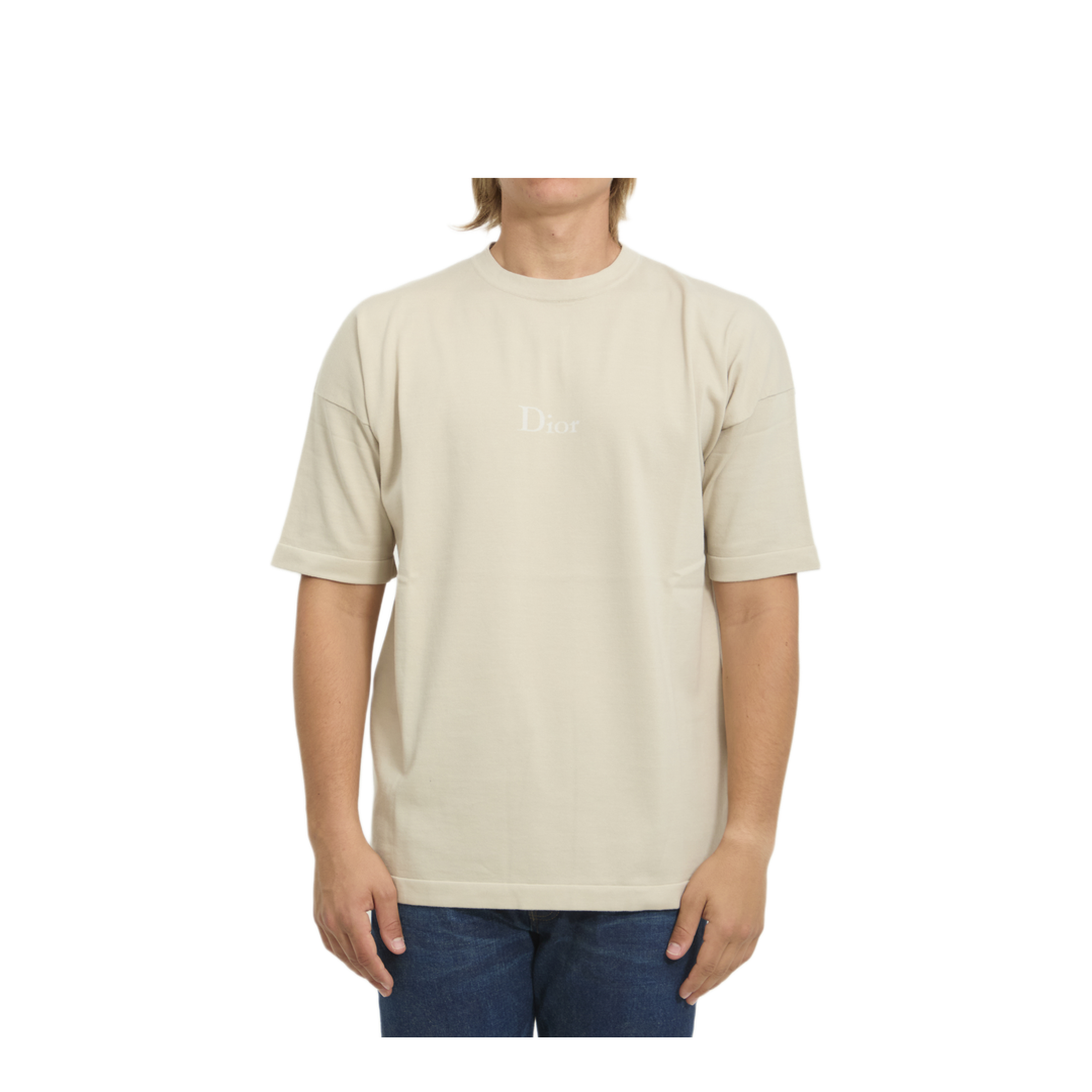 MAYFEYR - Dior - Beige Cotton Jersey T Shirt With Signature - 693M604A7031180
