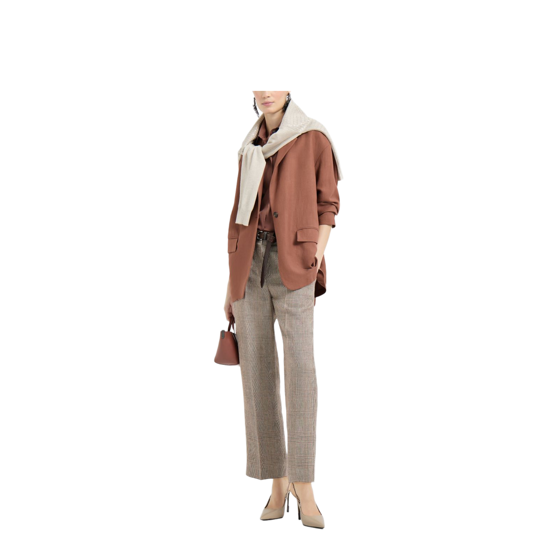 Fluid Viscose and Linen Twill Jacket with Jewellery