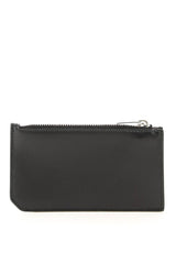 Leather Zipped Cardholder, Silver Hardware