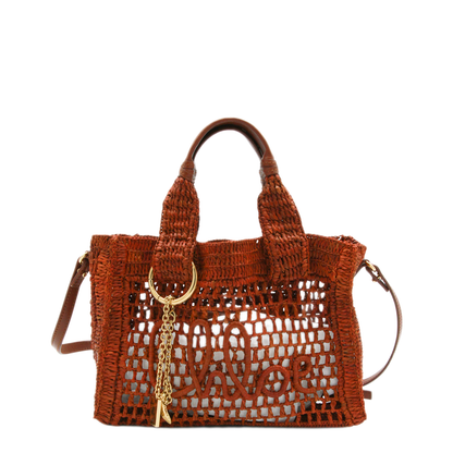 Summer Banana Small Raffia Tote - Clay Brown
